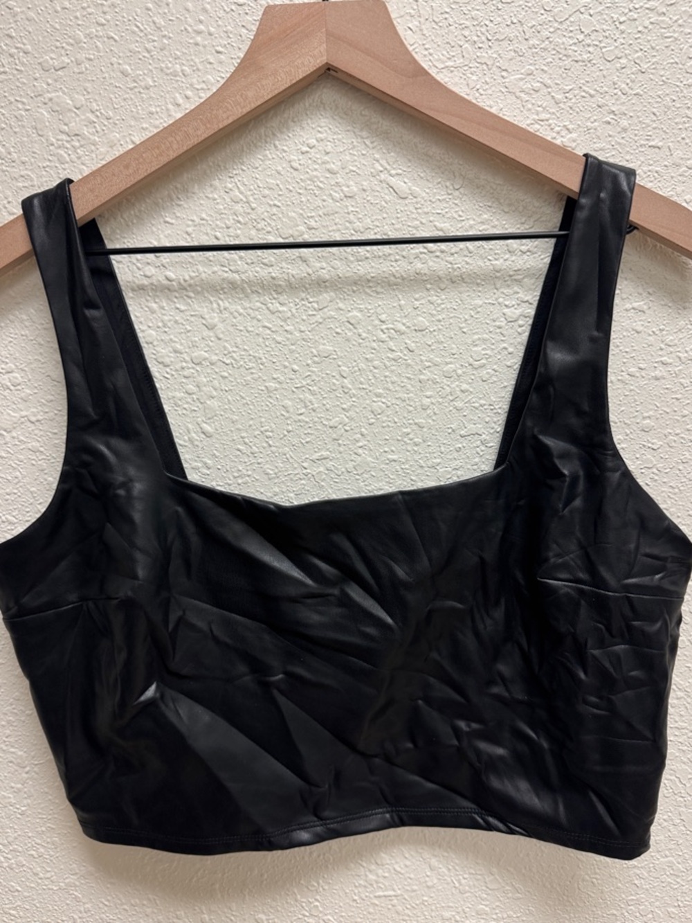 Express Black Faux Leather Body Contour Top